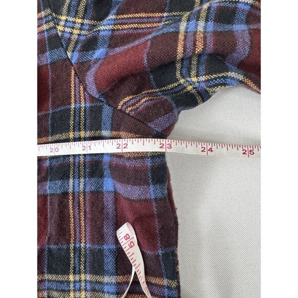 Plaid Flannel Lined Shirt Jacket Shacket Maroon Blue L Cabincore Rugged Mountain - Picture 6 of 9
